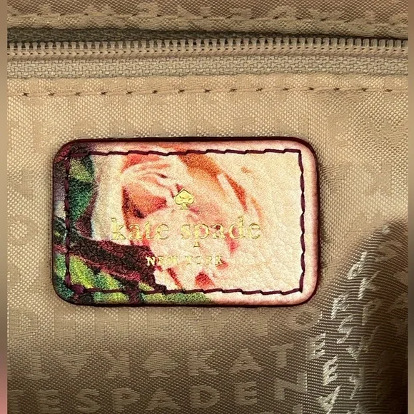 Kate Spade New York Grant Street Grainy Vinyl Juno Tote Bag Roses Floral Large - Picture 13 of 15